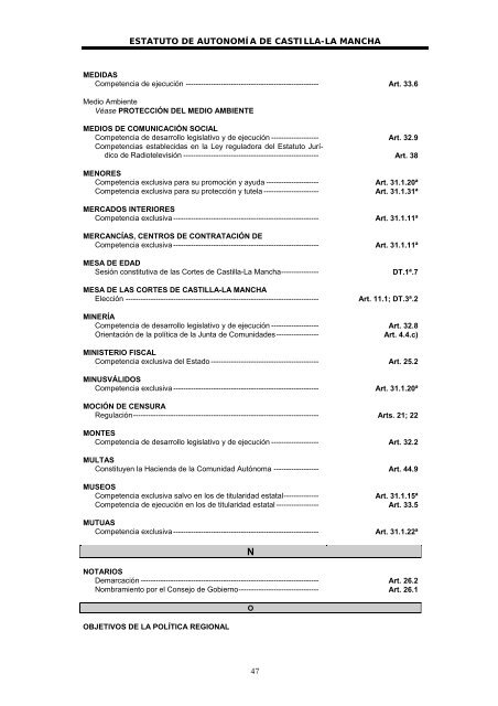 Estatuto de AutonomÃ­a - Cortes de Castilla-La Mancha