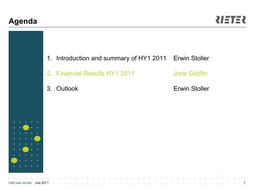 2011 Half Year Results - Rieter