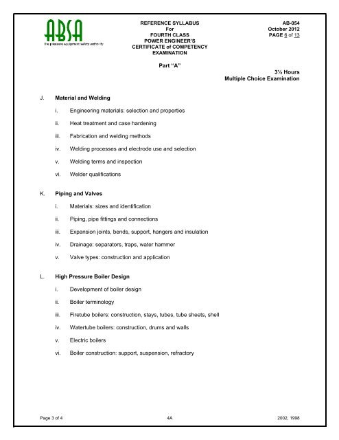 REFERENCE SYLLABUS - ABSA