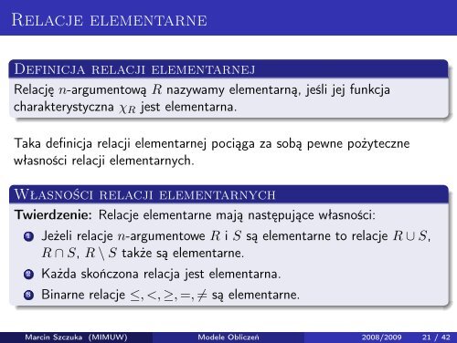 Marcin Szczuka: Modele ObliczeÅ. WykÅad 3. Maszyny RAM i ...