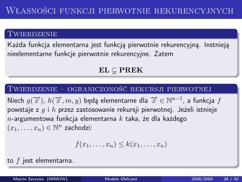 Marcin Szczuka: Modele ObliczeÅ. WykÅad 3. Maszyny RAM i ...