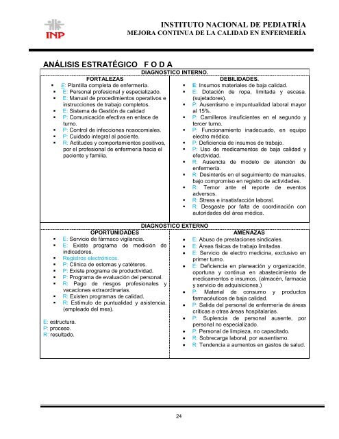 Programa EstratÃ©gico mejora continua de la Calidad, en el cuidado ...