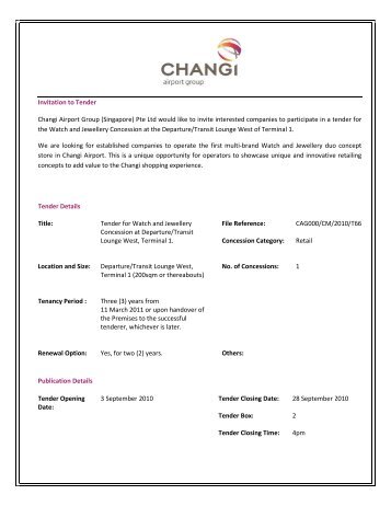 Invitation to Tender Changi Airport Group (Singapore) Pte Ltd would ...