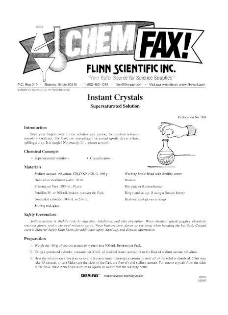 Instant Crystals Lab from Flinn Scientific