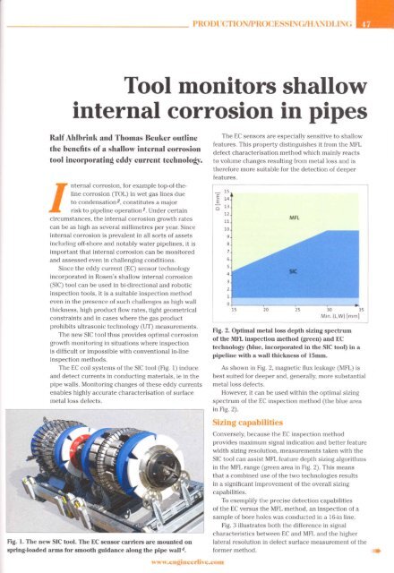 Tool monitors shallow internal corrosion in pipes - ROSEN ...