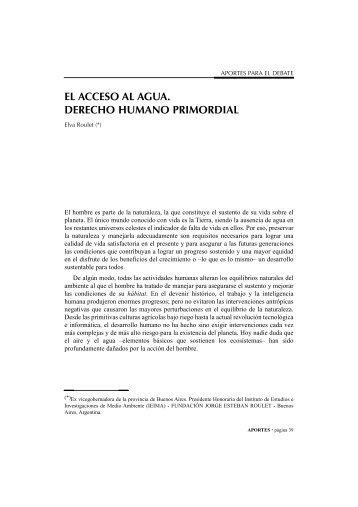 EL ACCESO AL AGUA. DERECHO HUMANO PRIMORDIAL