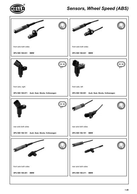 Electronics 2009/10 Wheel speed sensors - Hella