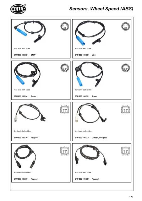 Electronics 2009/10 Wheel speed sensors - Hella