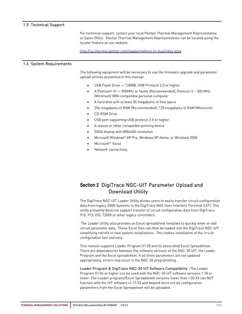 DigiTrace NGC-UIT Loader Utility - Pentair Thermal Management