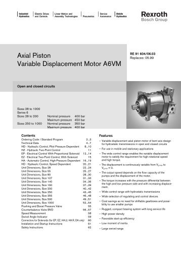 Axial Piston Variable Displacement Motor A6VM - Group VH A/S