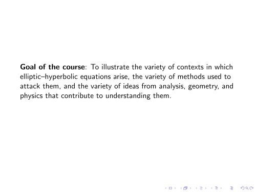 A Mini-course on EllipticâHyperbolic Equations - ICMS