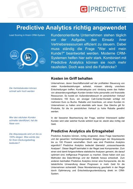 One-Pager G-Predictive - H+W CONSULT GmbH