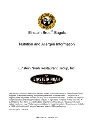 Einstein Bros. Bagels Nutrition and Allergen Information