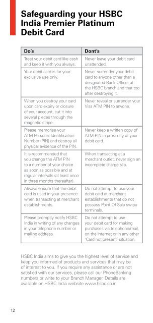 Debit Card Services Guide - HSBC