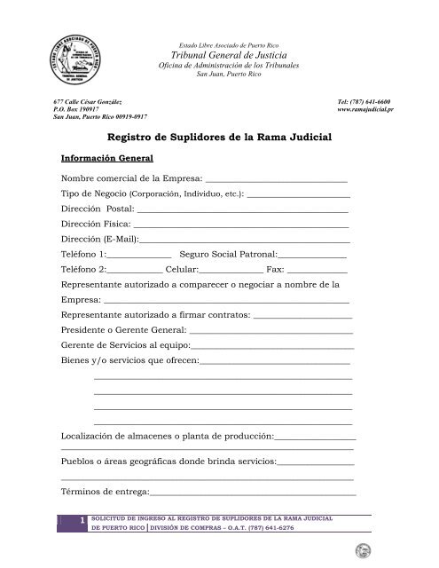 Registro de Suplidores - Rama Judicial de Puerto Rico