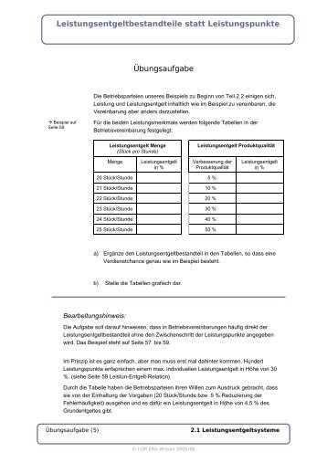 Leistungsentgeltbestandteile statt Leistungspunkte ... - IG Metall