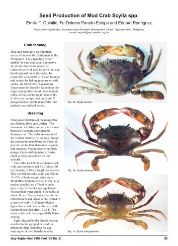 Seed Production of Mud Crab Scylla spp. - Library