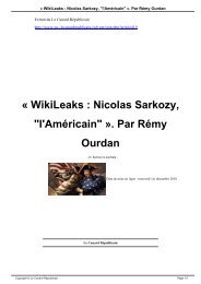 WikiLeaks : Nicolas Sarkozy - Le Canard rÃ©publicain