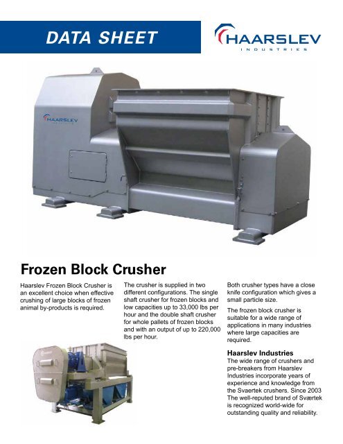 Frozen Block Crusher - Haarslev