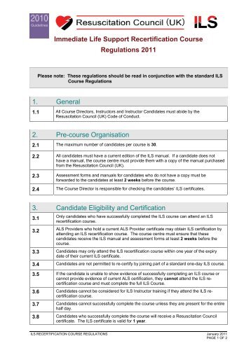 Immediate Life Support recertification course - Resuscitation Council ...