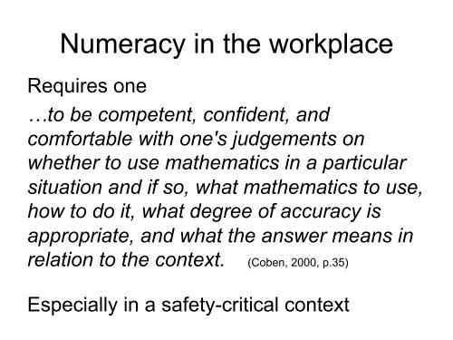 Diana Coben, National Centre of Literacy and Numeracy for Adults ...