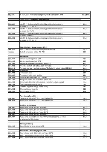 K - TEST, s.r.o. Cenník meracích prístrojov testo platný od 1. 1. 2010 ...