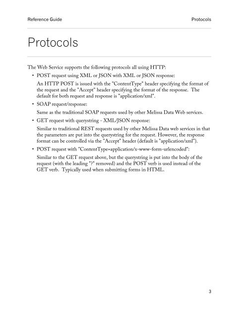 Reference guide - Melissa Data