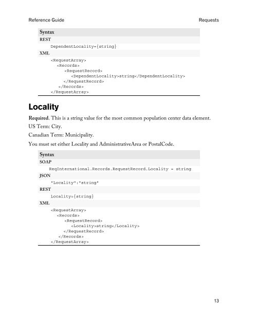 Reference guide - Melissa Data