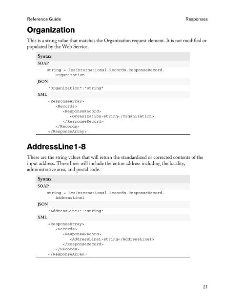 Reference guide - Melissa Data