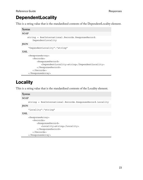 Reference guide - Melissa Data