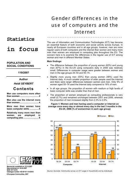 Gender differences in the use of computers and the Internet