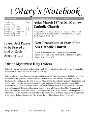 Frank Duff Prayer to be Prayed at End of Each ... - Legion of Mary