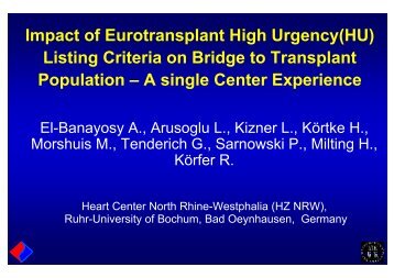 Impact of Eurotransplant High Urgency(HU) Listing Criteria on ...