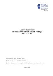 Letno poroÃ„Âilo VZSCE za leto 2010 - Visoka zdravstvena Ã…Â¡ola v Celju