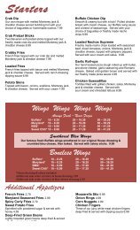 Menu - Tailgaters Grille and Drafthouse