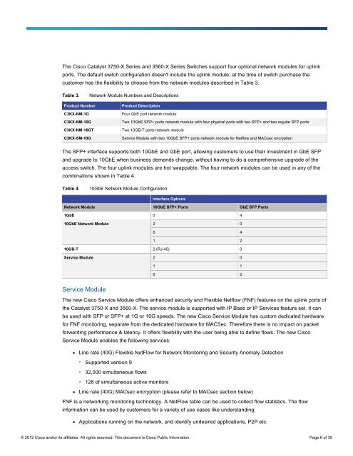 Cisco Catalyst 3750-X and 3560-X Series Switches Data Sheet