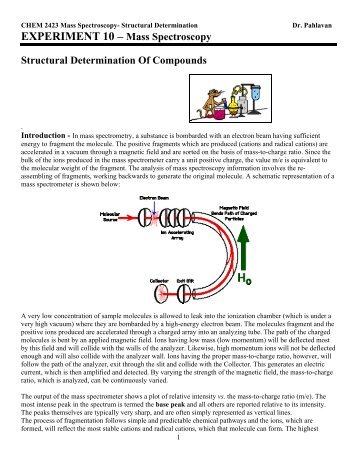 EXPERIMENT 10 â Mass Spectroscopy Problems