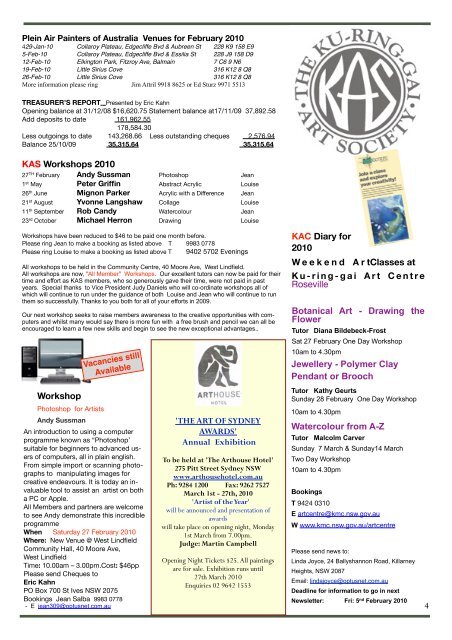 NEWSLETTER January 2010 - Ku-Ring-Gai Art Society