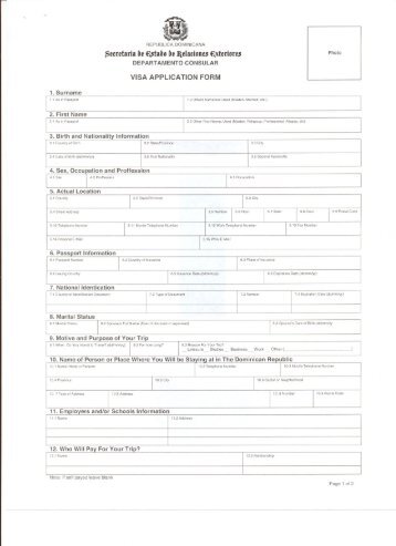 Dominican Republic visa form