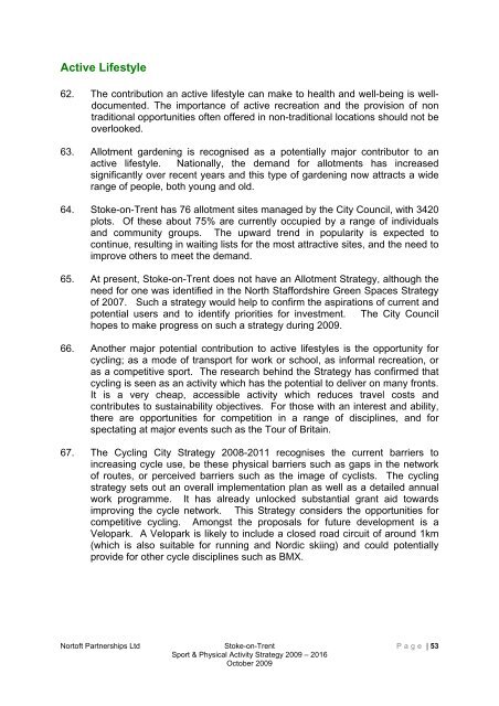 Stoke-on-trent sport and physical activity strategy 2009-2016