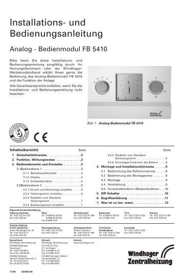 Installations- und Bedienungsanleitung - Windhager