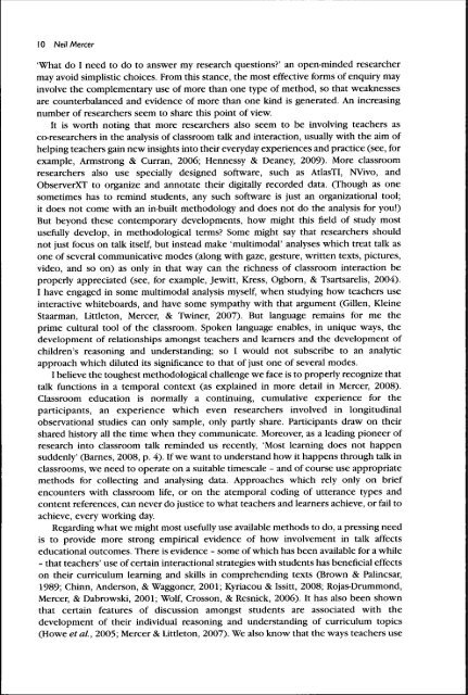 (2010). The analysis of classroom talk: Methods and methodologies ...