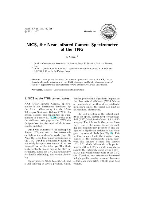 NICS, the Near Infrared Camera-Spectrometer of the TNG