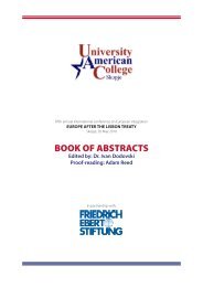 BOOK OF ABSTRACTS - University American College Skopje