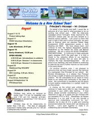 Welcome to a New School Year! - Hickam Elementary School