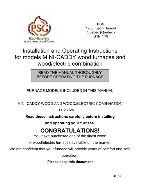 Installation and Operating Instructions for models MINI-CADDY ... - Psg
