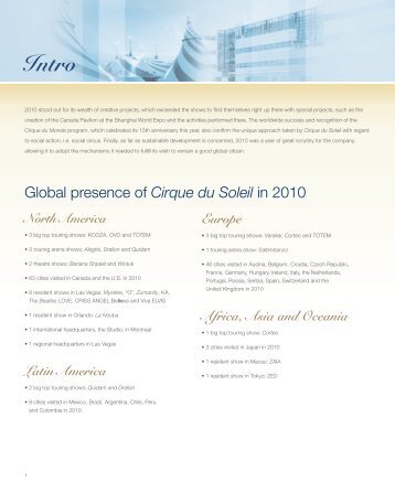 Global presence of Cirque du Soleil in 2010