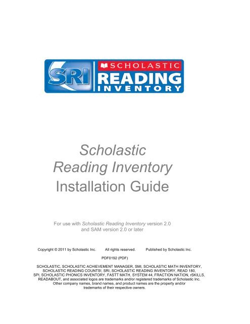 Scholastic Reading Inventory Installation Guide