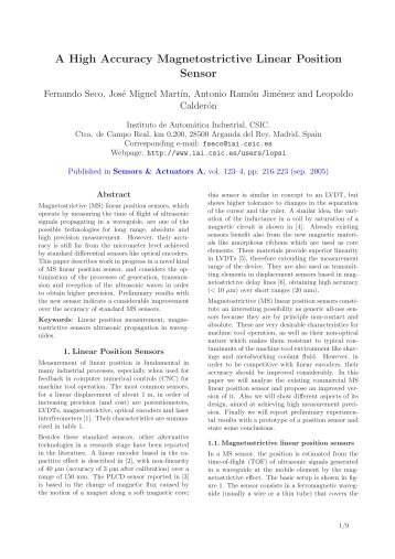 A High Accuracy Magnetostrictive Linear Position Sensor