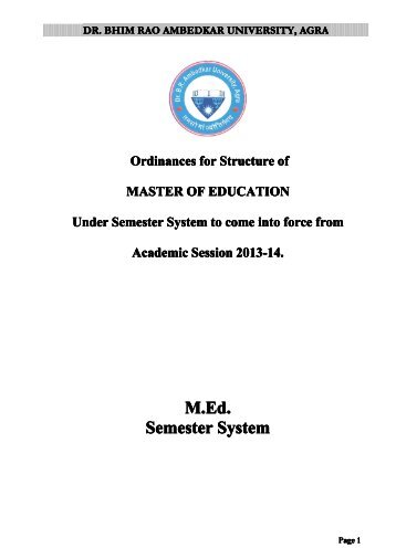 Ordinance - M.Ed. (Semester System) - Dr BR Ambedkar University